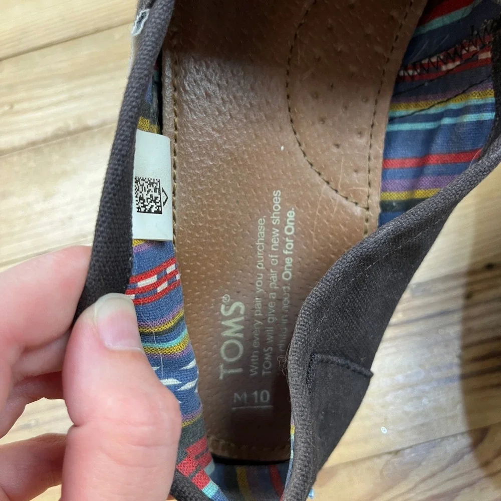 TOMS Classic Alpargata Black Canvas Slip On Flats Mens Size 10 Casual Shoes